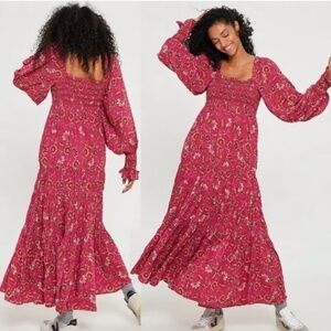 NWOT Free People Sweet Escape Maxi Dress Pink Combo Floral Size M